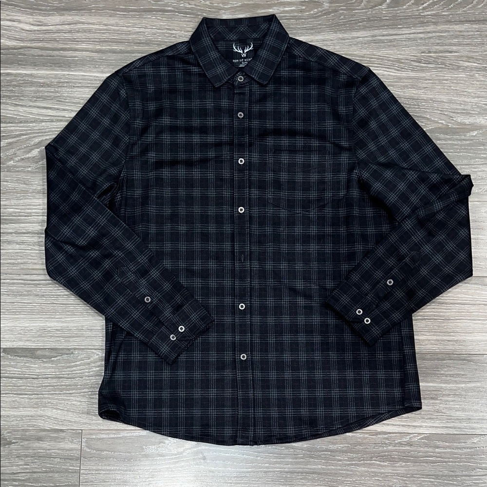 Age of Wisdom Men's Black Plaid Shirt